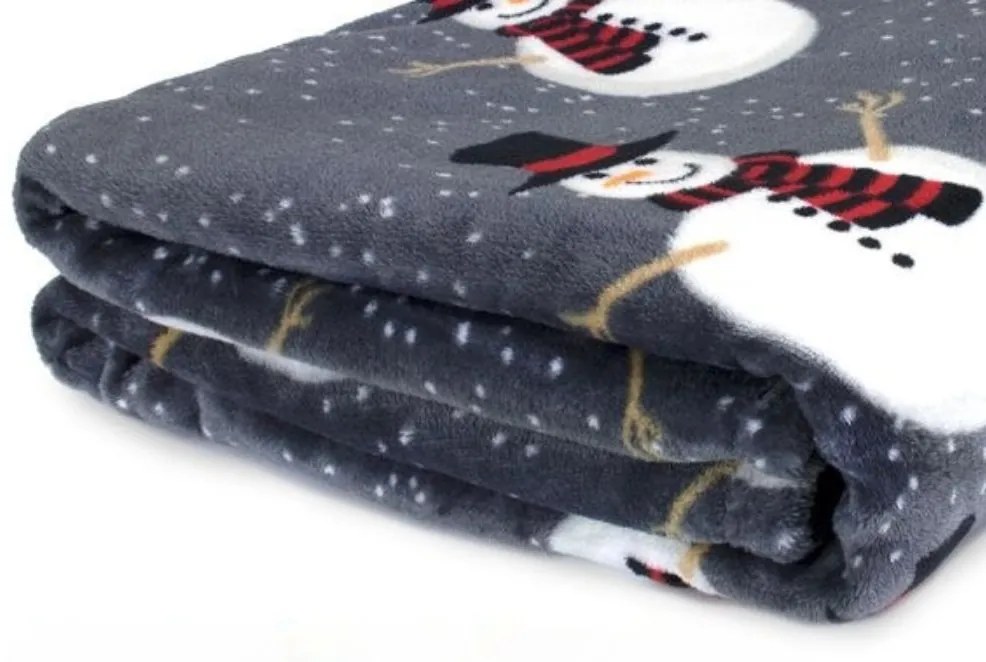 Patura pufoasa de Craciun luminata SNOW BUDDY, gri Dimensiune: 150 x 200 cm