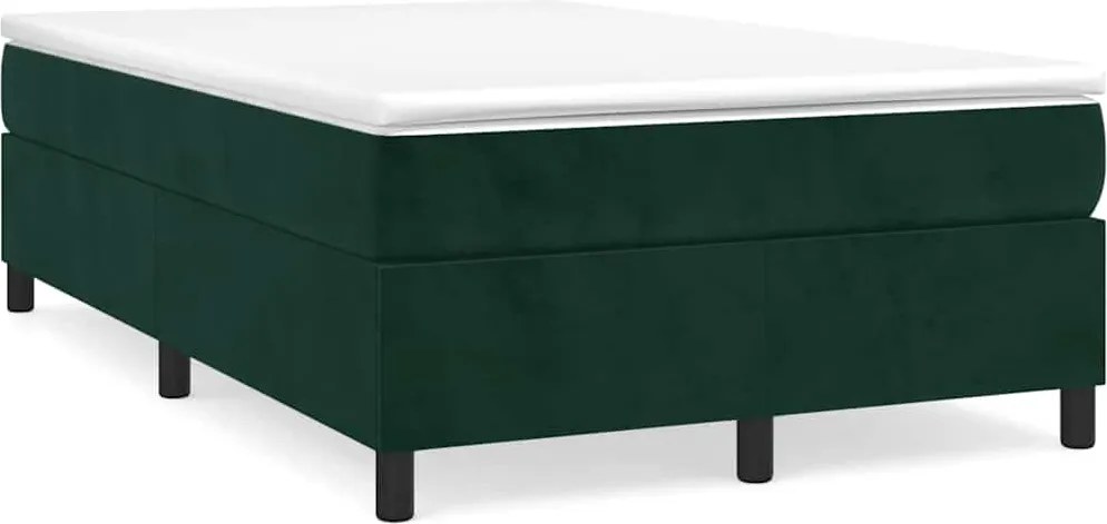 vidaXL Pat box spring cu saltea, verde închis, 120x200 cm, catifea