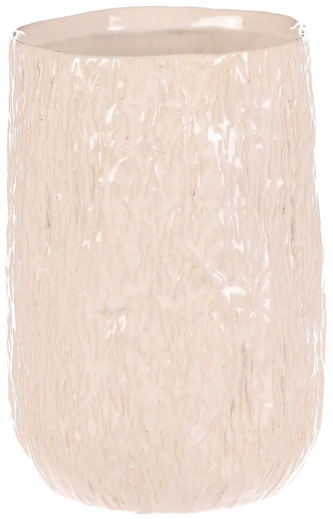 Husă ceramică pentru ghiveci, alb-bej, 15 x 15 x21 cm, 21 cm