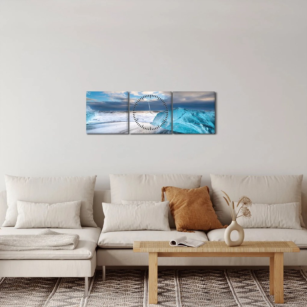 Tablou - Plaja Diamond Beach (cu ceas) (90x30 cm)