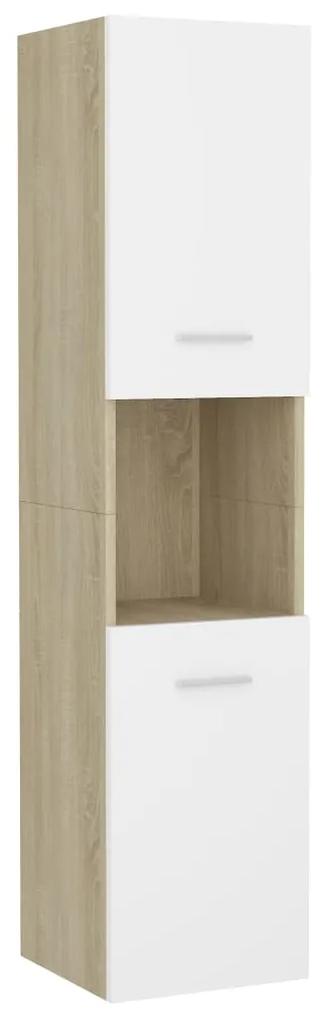 Set mobilier de baie, alb si stejar Sonoma, PAL alb si stejar sonoma, 60 x 38.5 x 46 cm, 1