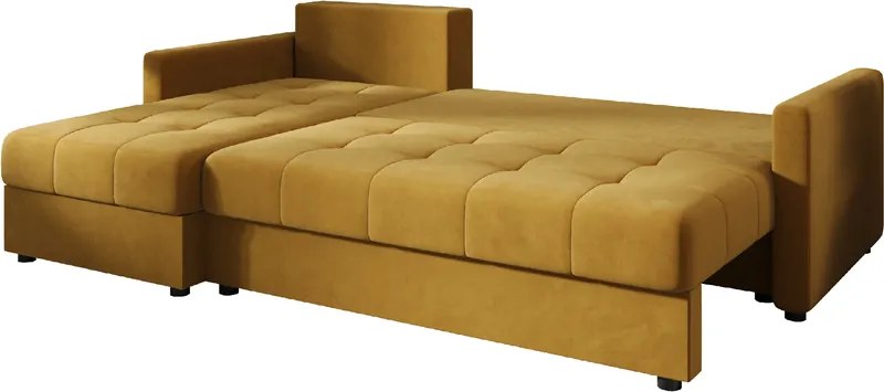 Coltar extensibil de colt VENORIA, mustar, reversibil, 220x143 cm + 2 perne GRATUIT