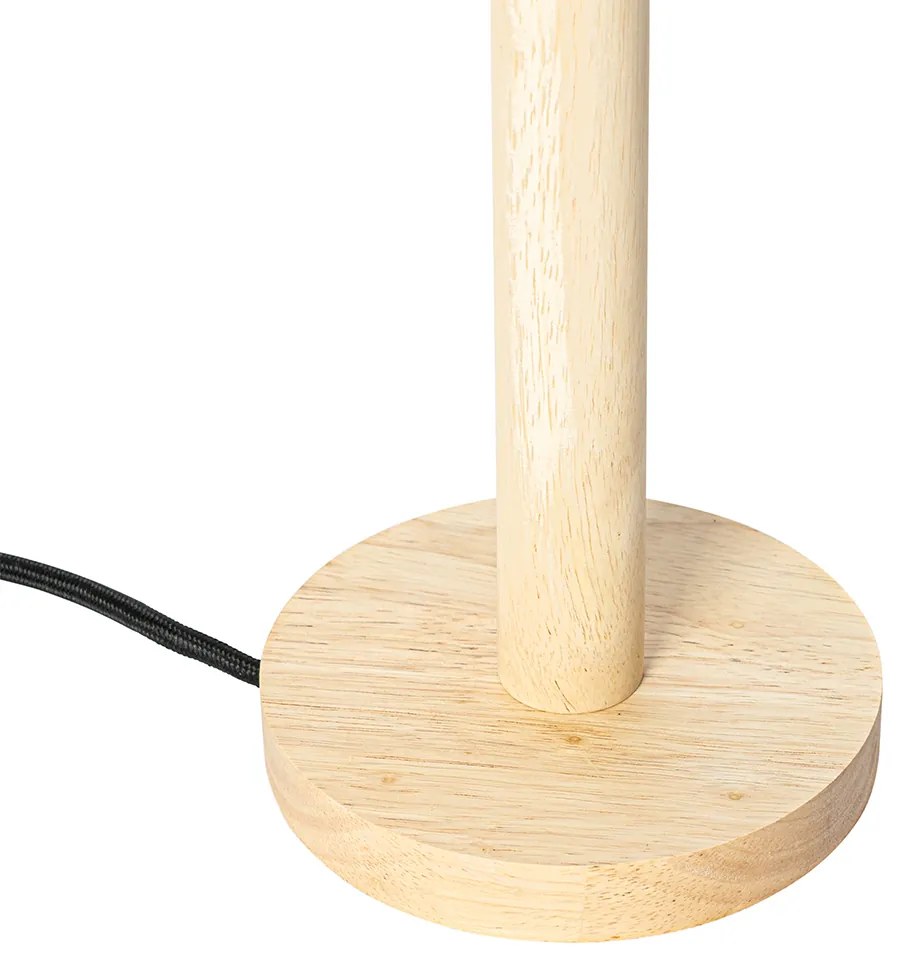 Lampă de masă din lemn cu abajur de catifea verde 35cm - Mels