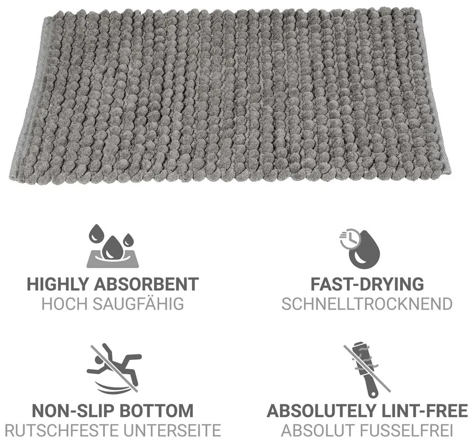 Covoraș de baie gri din material textil 50x80 cm Solivo – Wenko