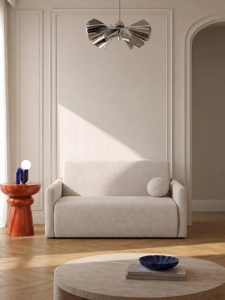 Canapea extensibilă Nido 3 locuri 140 cm cu ladă de depozitare - boucle bej deschis Quelle 03