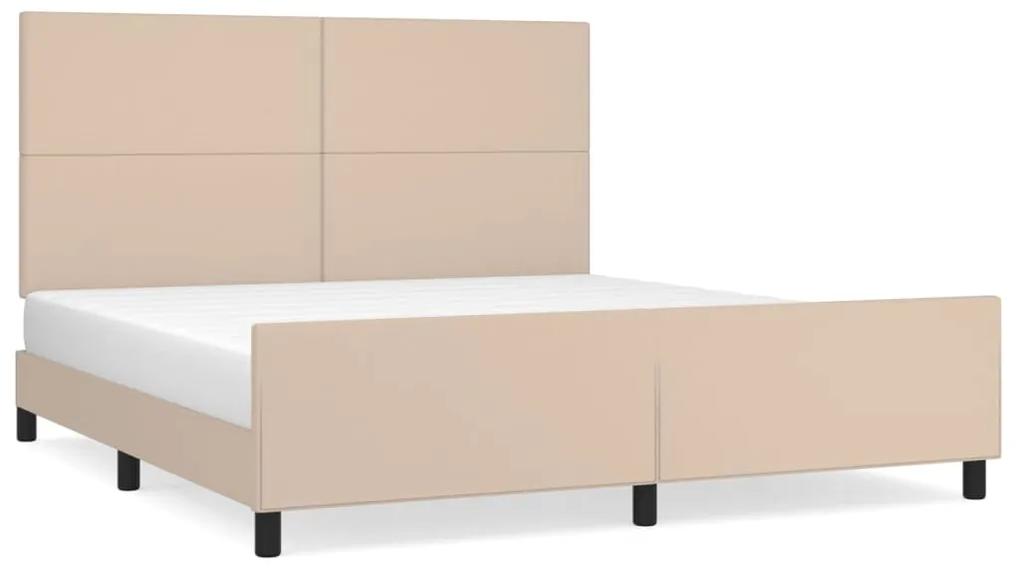 3125462 vidaXL Cadru de pat cu tăblie, cappuccino, 160x200 cm, piele ecologică
