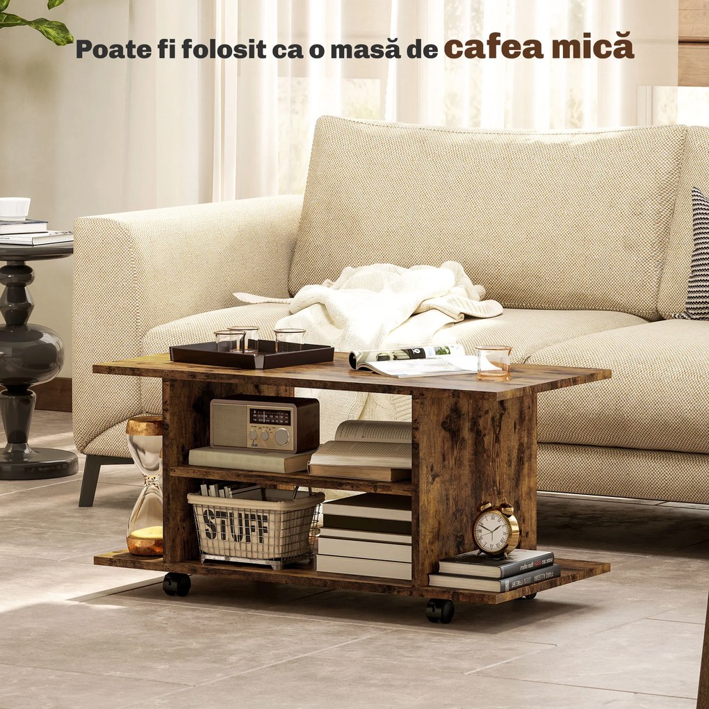 HOMCOM Comodă pentru TV cu Roți, 80×40×40 cm, Negru | Aosom Romania