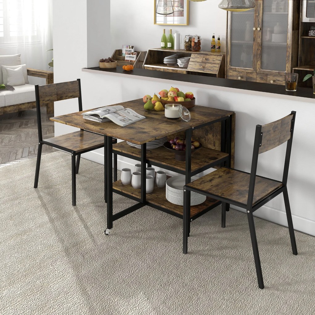 HOMCOM Masă Pliabilă Masă Extensibilă, Design Industrial, 140 cm x 80 cm x 75 cm | Aosom Romania