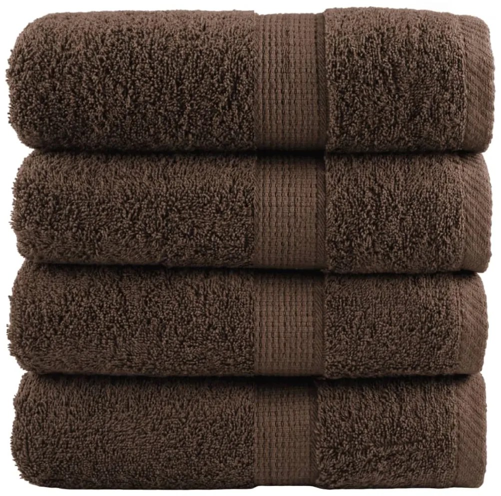 vidaXL Prosoape de baie premium SOLUND, 4 buc., maro, 30 x 30 cm, 600 g/m²