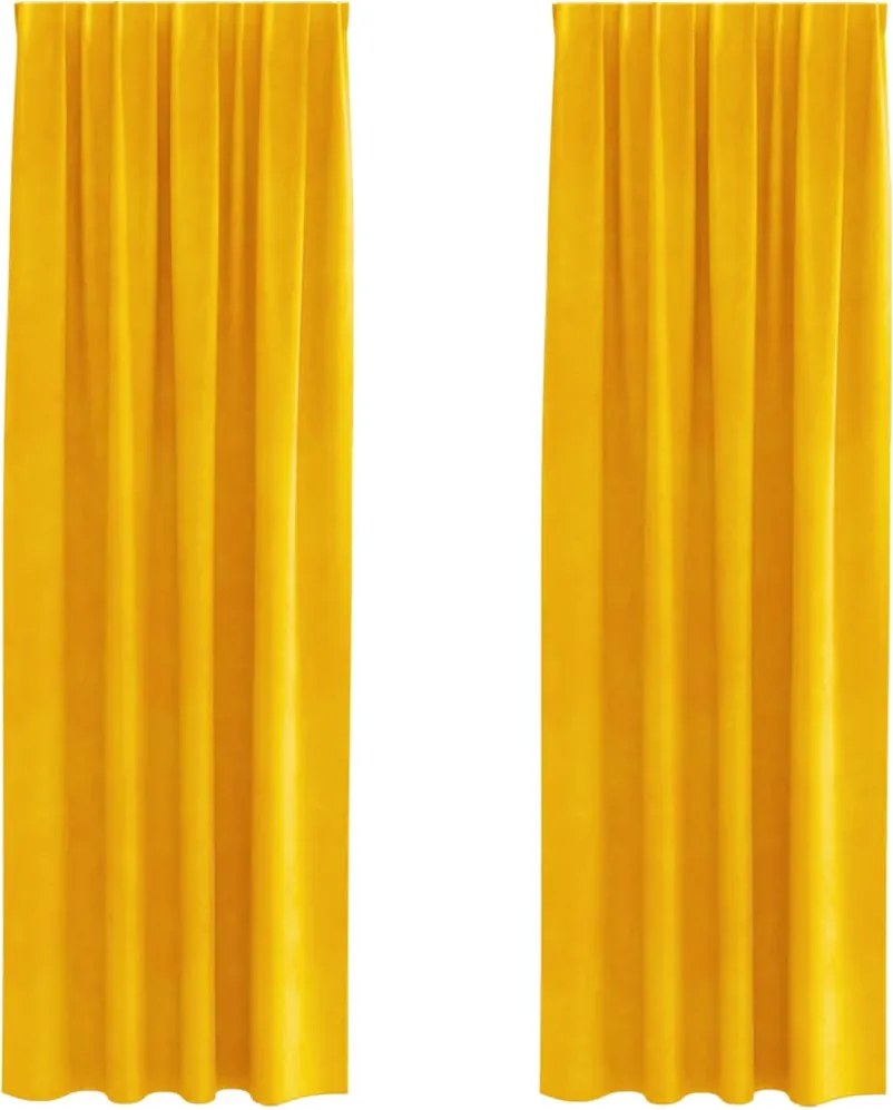vidaXL Perdele opace 2 pcs Galben muștar 140 x 260 cm Catifea