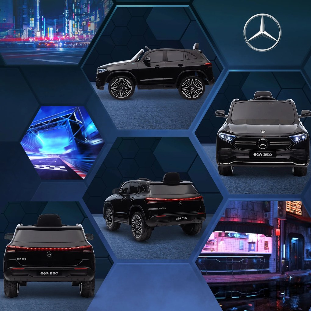 HOMCOM Mașină Electrică pentru Copii 3-8 Ani cu Telecomandă și Claxon, Negru, 111.5x69x52.5 cm | Aosom Romania