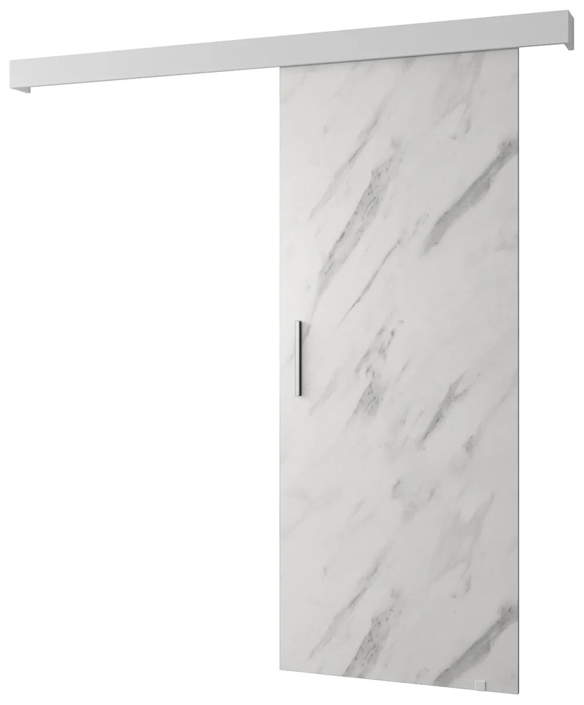 Uși culisante 90 cm Sharlene I (marmură alb + alb mat + argintiu). 1043589
