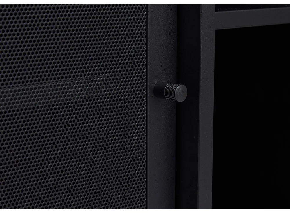 Comodă neagră din metal cu ușă glisantă 160x75x46 cm Veep – Unique Furniture