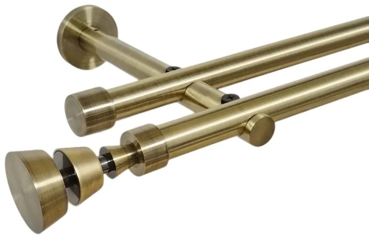 Galerie dubla picior universal fara inele prindere perete afina 19/19 mm aur antic (Alege marime: 120 cm)