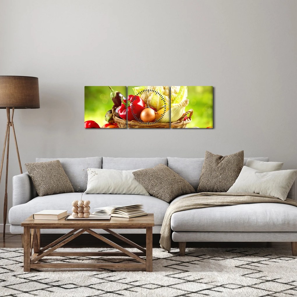 Tablou - Legume (cu ceas) (90x30 cm)
