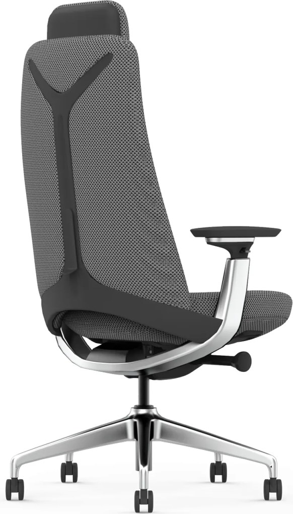 Scaun Ergonomic Premium cu Tetieră Reglabilă, Suport Lombar Ajustabil, Cotiere 3D, Mecanism Multifuncțional și Bază din Aluminiu, Gri
