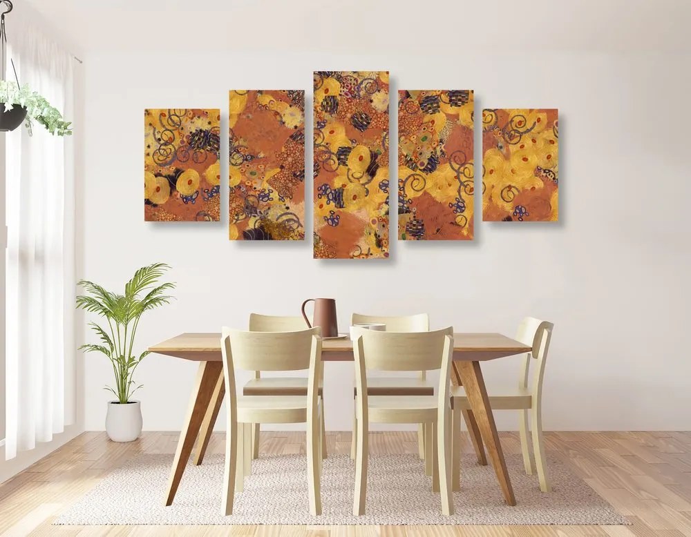 Tablou 5-piese abstracție inspirată de G. Klimt