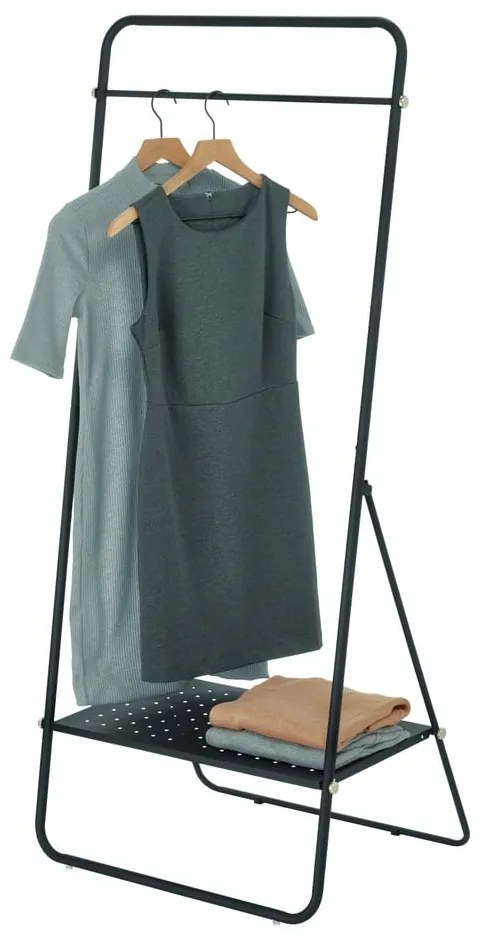 Cuier metalic pliabil cu rafturi iDesign Arlo, negru