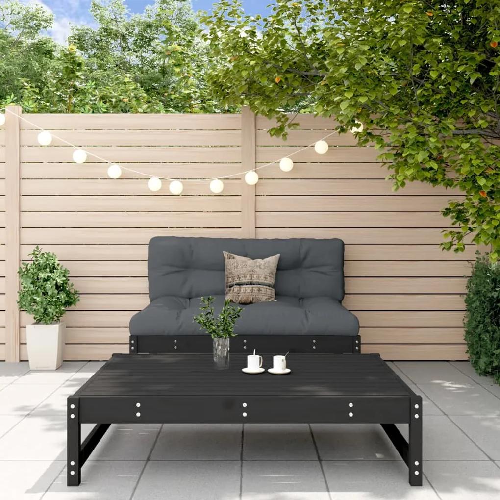 825727 vidaXL Set mobilier relaxare grădină, 2 piese, negru, lemn masiv pin