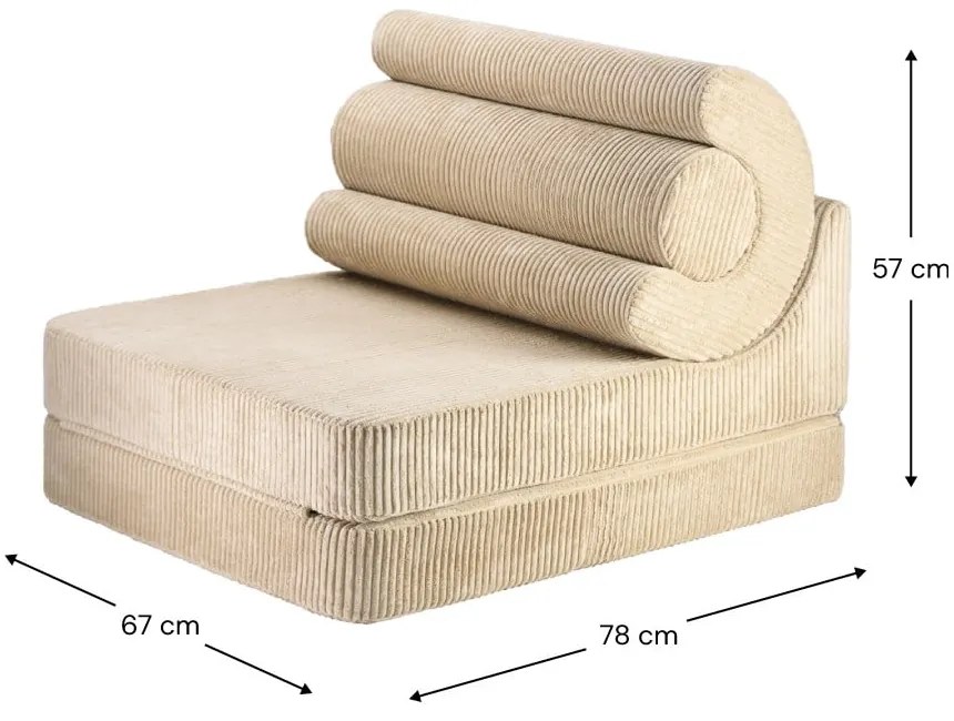 Fotoliu pentru copii maro deschis cu tapițerie din catifea reiată Flipster – Wigiwama