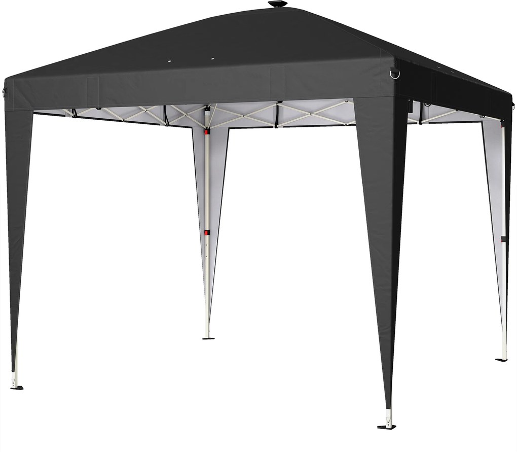 Outsunny Gazebo 3x3 m Pliabil Pop Up cu Înălțime Reglabilă, UV50+, Gazebo de Grădină cu Lumină Centrală și USB, Telecomandă, Geantă de Transport, pentru Exterior, Camping, Petreceri, Negru | Aosom Romania