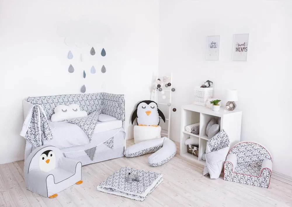 Set de pat pentru bebelusi Penguins 6 piese