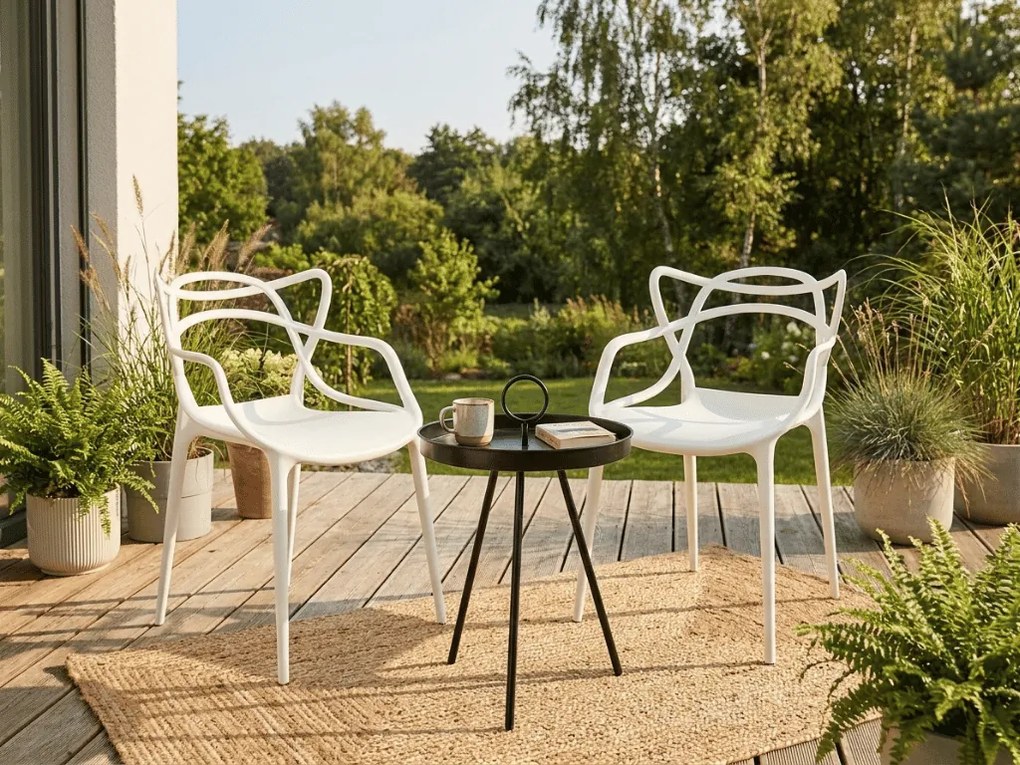 Set de gradina KATO SIRVON - 2 scaune si masuta rotunda, negru/alb