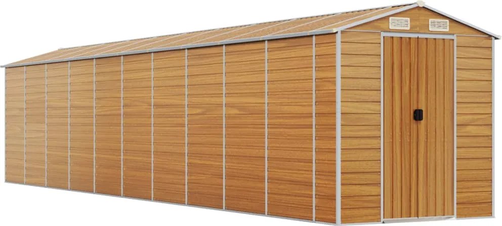 vidaXL Șopron de grădină, maro deschis, 191x895x198 cm oțel galvanizat