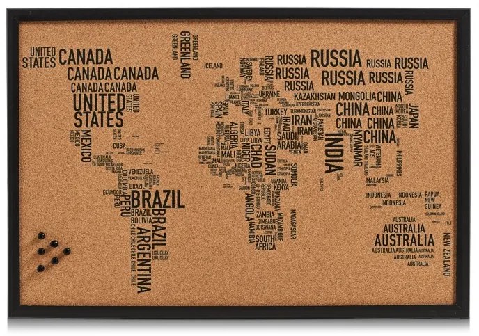 Panou memo World Letters, pluta, 60 x 40 cm