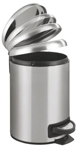 WENKO 22702100 - Coș de gunoi LEMAN 17 x 25 cm, inox satinat/negru