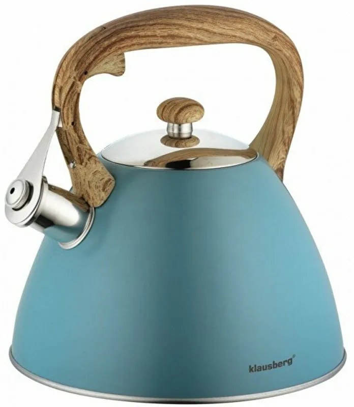 Ceainic cu fluier Klausberg KB 7263, 22 cm, 3 L, Inductie, Otel, Albastru