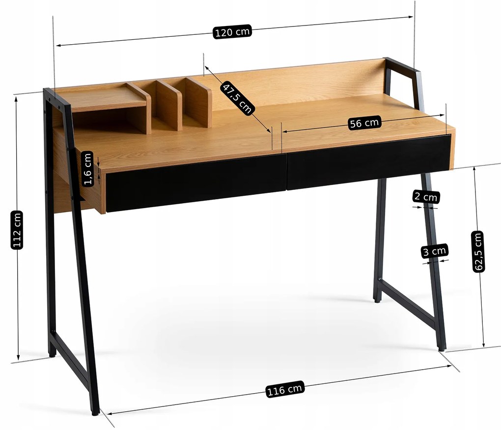 JAKS Birou Cass 120 cm maro