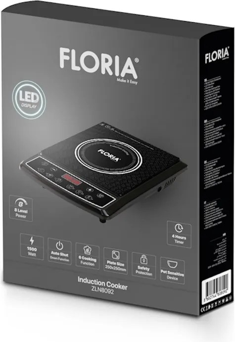 Plita cu inductie Floria ZLN8092, putere 1500W, 8 trepte de putere, oprire automata