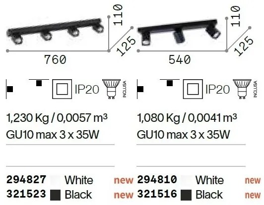 Plafoniera cu spoturi Rudy pl3 square negru
