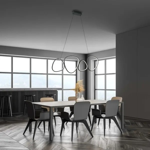 Candelabru suspendat cu cablu LED PETRA, 48W, 230V, 4000K, negru