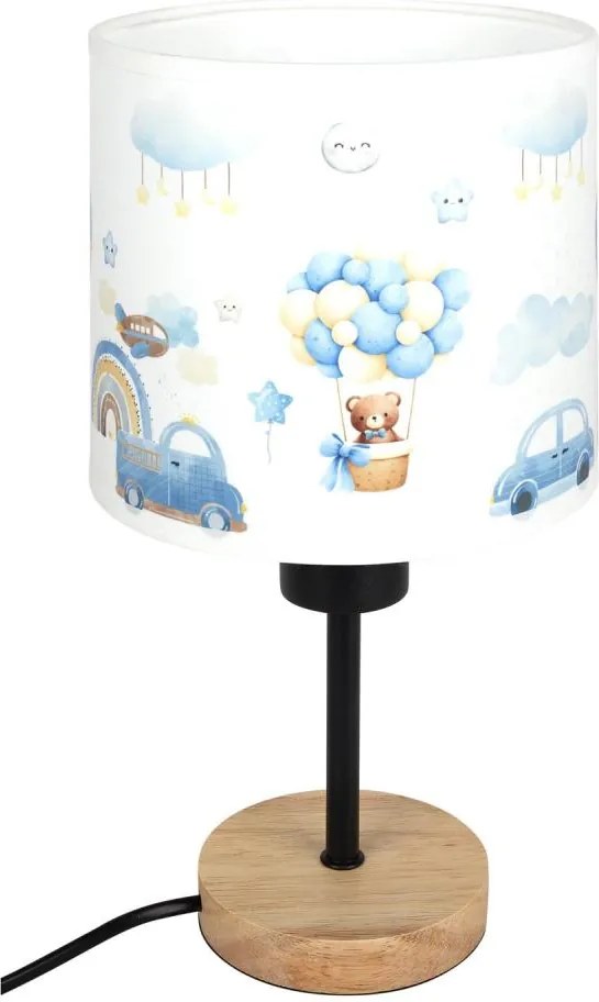 Brilagi - Lampă de masă BOBO WOOD 1xE27/25W/230V stejar/negru/alb/albastru/ursuleți