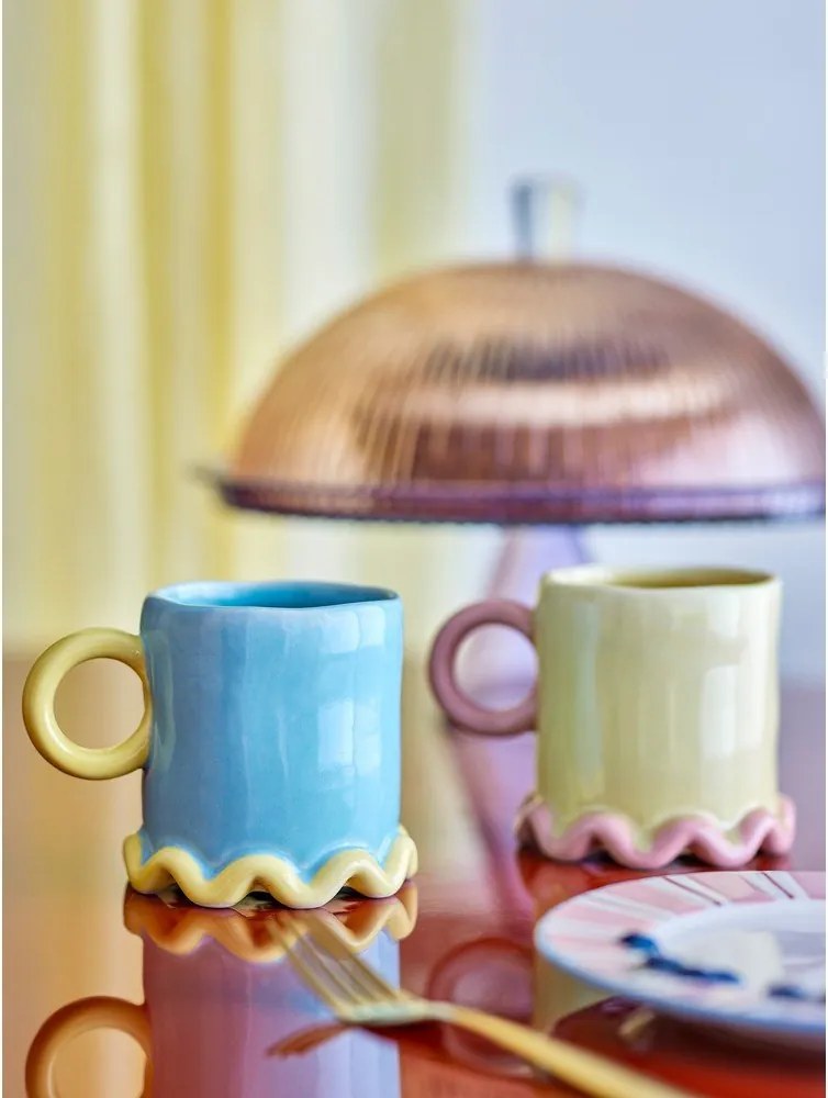 Căni galben-deschis/albastru-deschis 2 buc. din ceramică 350 ml Polly – Bloomingville