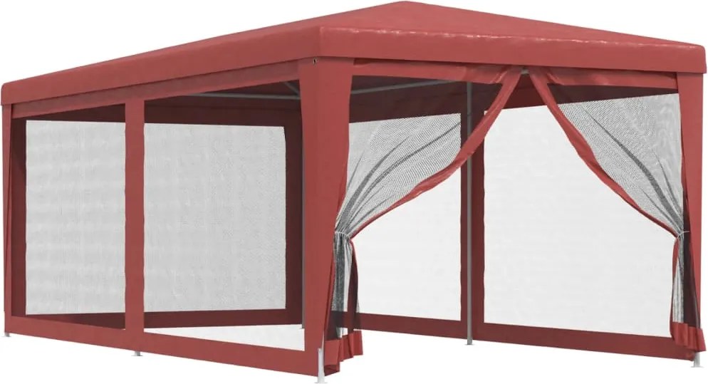 vidaXL Cort de petrecere cu 6 pereți din plasă, roșu, 3x6 m, HDPE