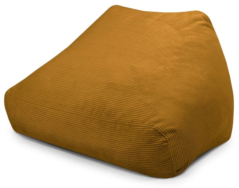 Fotoliu bean bag galben muștar cu tapițerie din catifea reiată Sofa Snug – SLOWDOWN