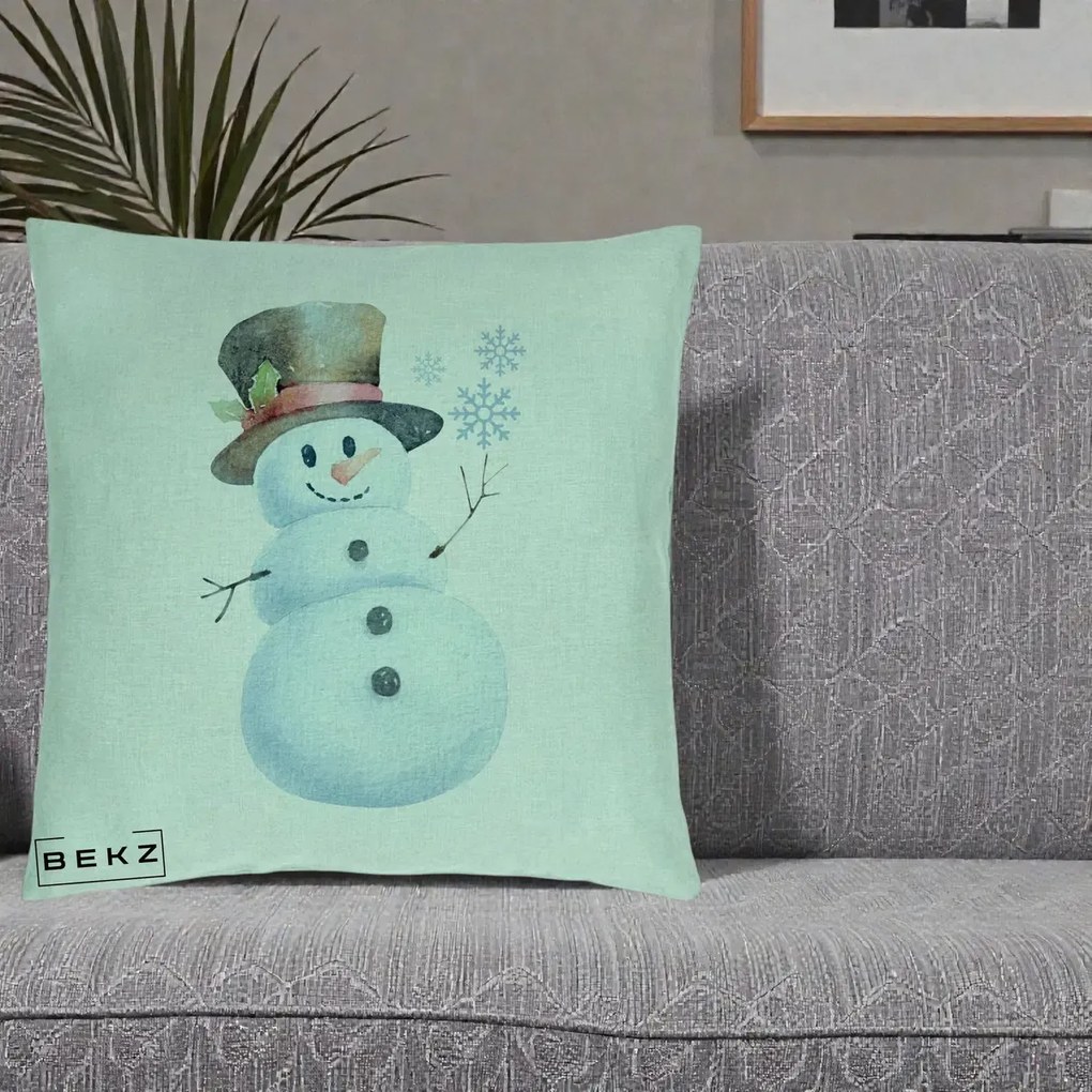 Perna Decorativa Om de Zapada cu Joben si Vasc, 40x40 cm, Verde Menta, Husa Detasabila, Perna Inclusa, BEKZ®