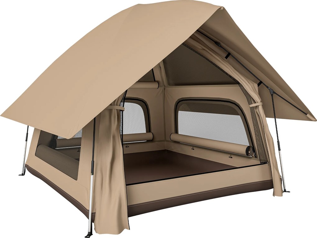 Outsunny Cort pop-up pentru 2-3 persoane pliabil impermeabil 3000 mm cu geantă de transport 235x235x184 cm Kaki | Aosom Romania