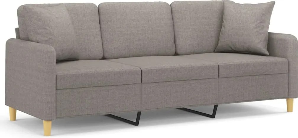 vidaXL Canapea cu 3 locuri cu pernuțe, gri taupe, 180 cm, textil