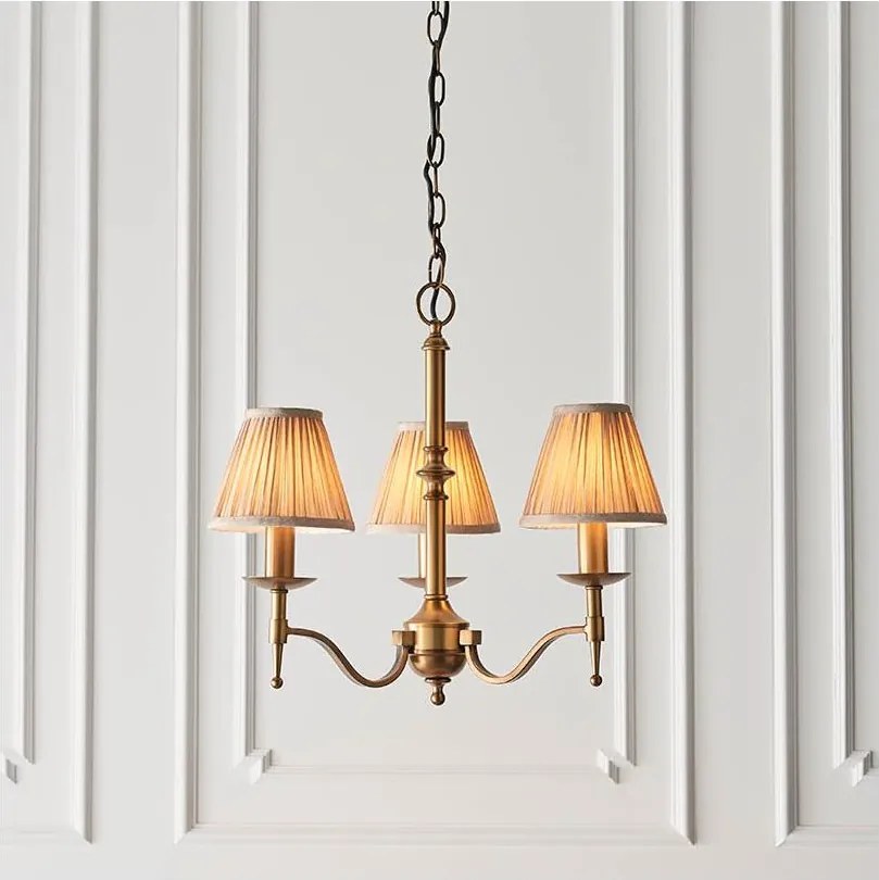 Endon 63628 - Candelabru suspendat cu lanț STANFORD 3xE14/40W/230V alamă/bej