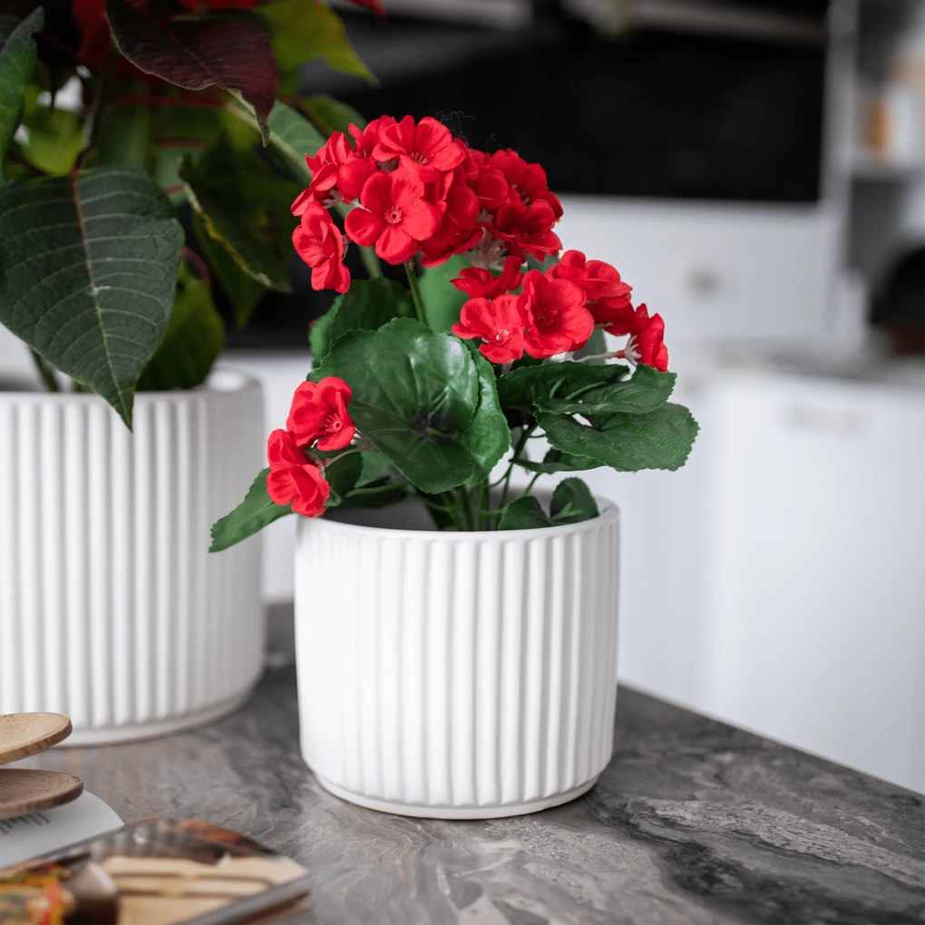 Ghiveci de flori din ceramică, alb mat, KELSO TIP 2