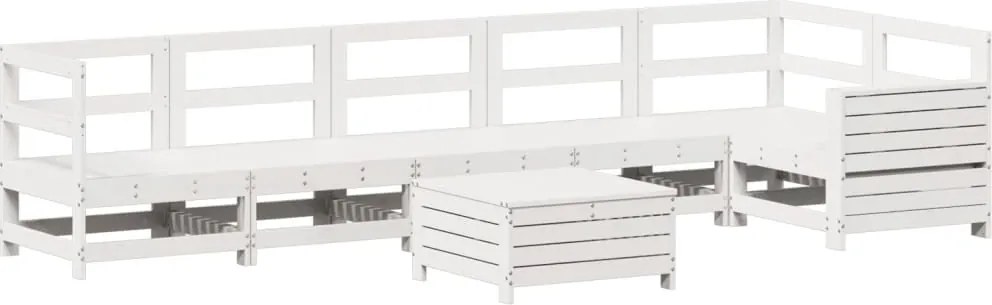 vidaXL Set canapea de grădină, 7 piese, alb, lemn masiv de pin