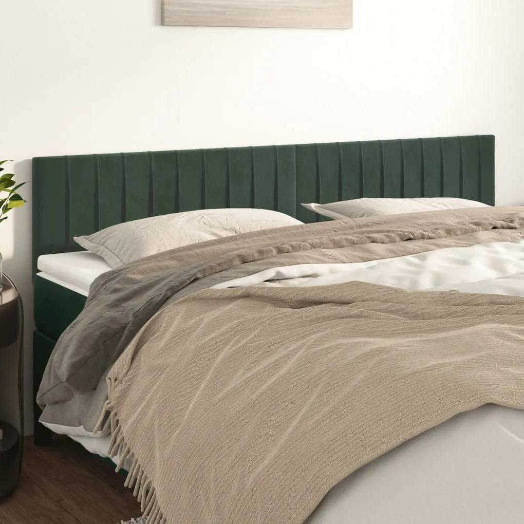 346295 vidaXL Tăblii de pat, 2 buc, verde închis, 100x5x78/88 cm, catifea