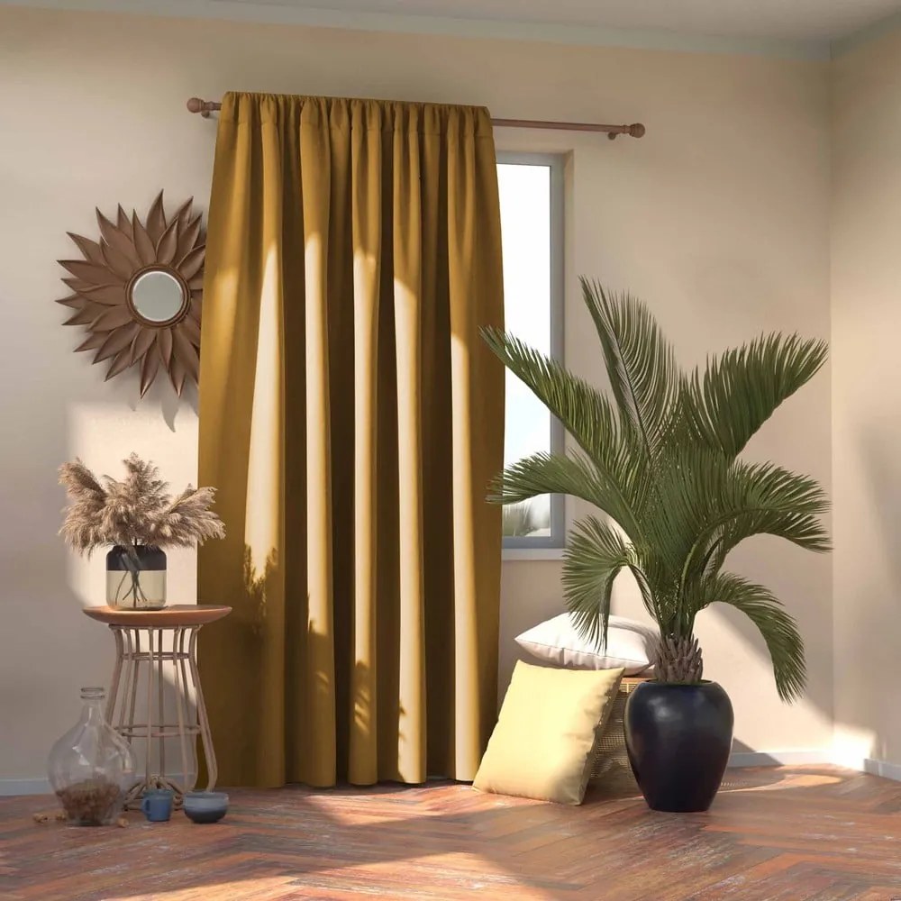Draperie galbenă termoizolantă/dimout (semi-opacă) 140x245 cm Kierra – Restilo