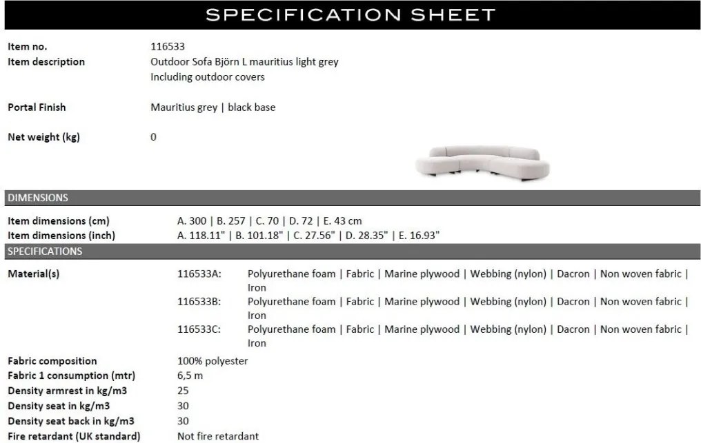 Canapea design modern LUX Bjorn L, mauritius grey