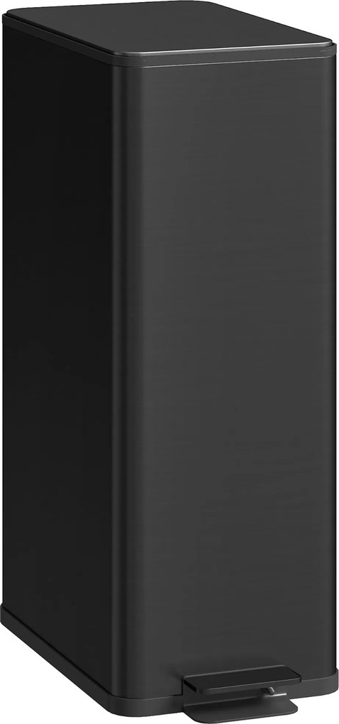 HOMCOM Coș de gunoi 20L cu închidere lentă și recipient detașabil, din oțel și PP, 21,5x37,2x57 cm, negru | Aosom Romania