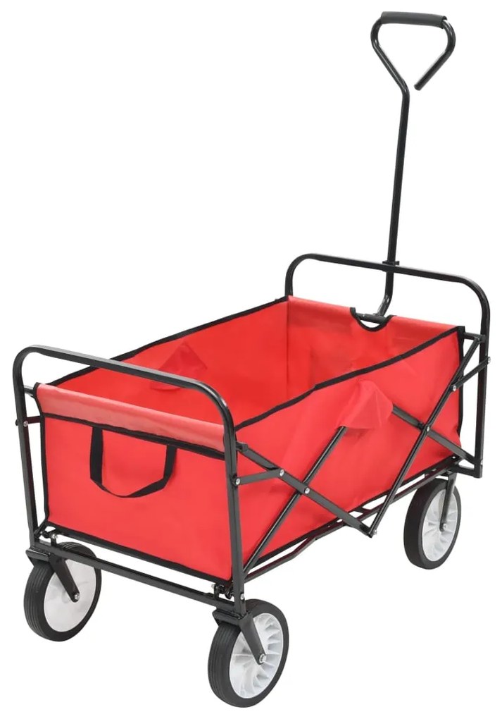 vidaXL Cărucior manual pliabil, roșu, oțel